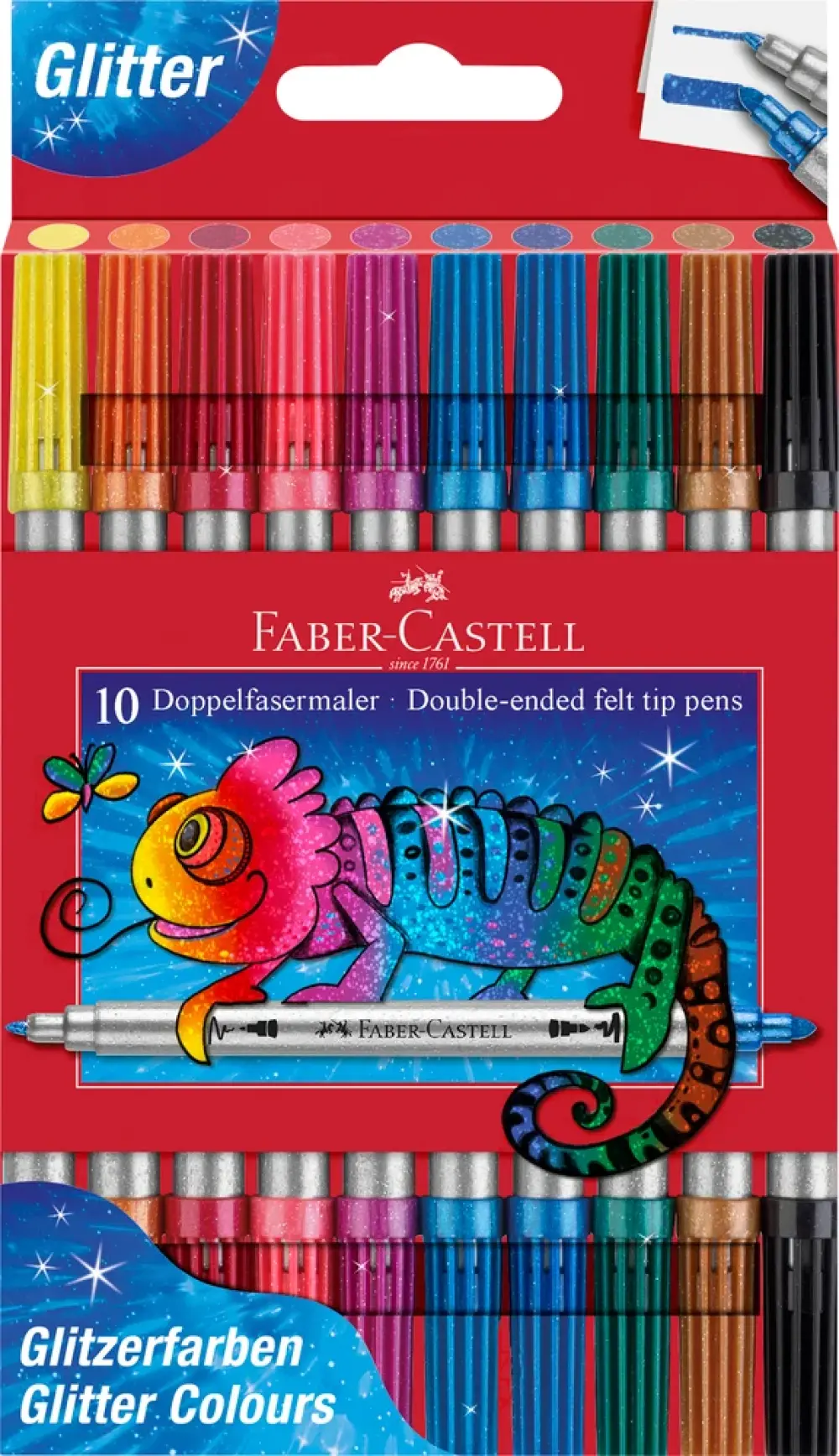 TUSSER FABER CASTELL DOBBELT TYK/TYND GLITTER 10 ASS