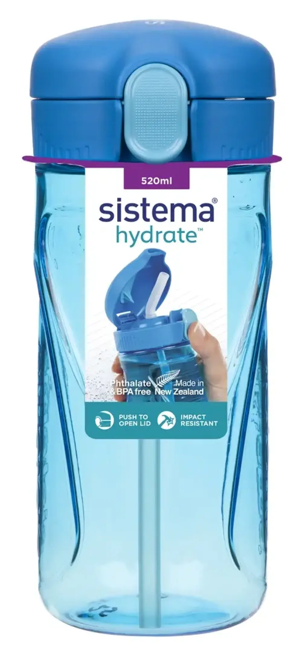Drikkeflaske Sistema Tritan Quick Flip blå 520ml