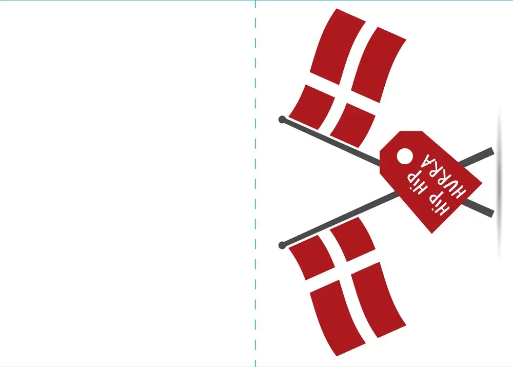 Kort 4/4 m/konvolutter tillykke med dagen/hip hip hurra